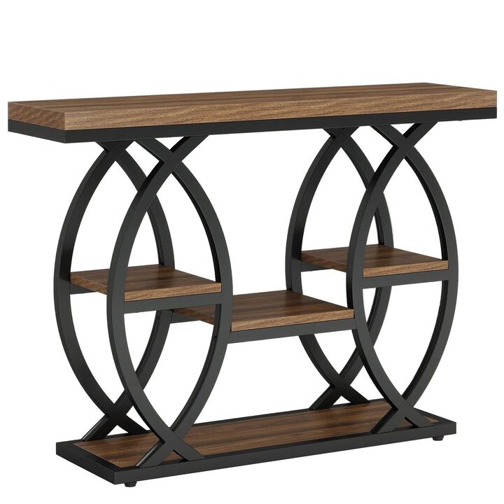 Tribesigns Contemporary 4-Tier Wood Console Table with Storage Shelves