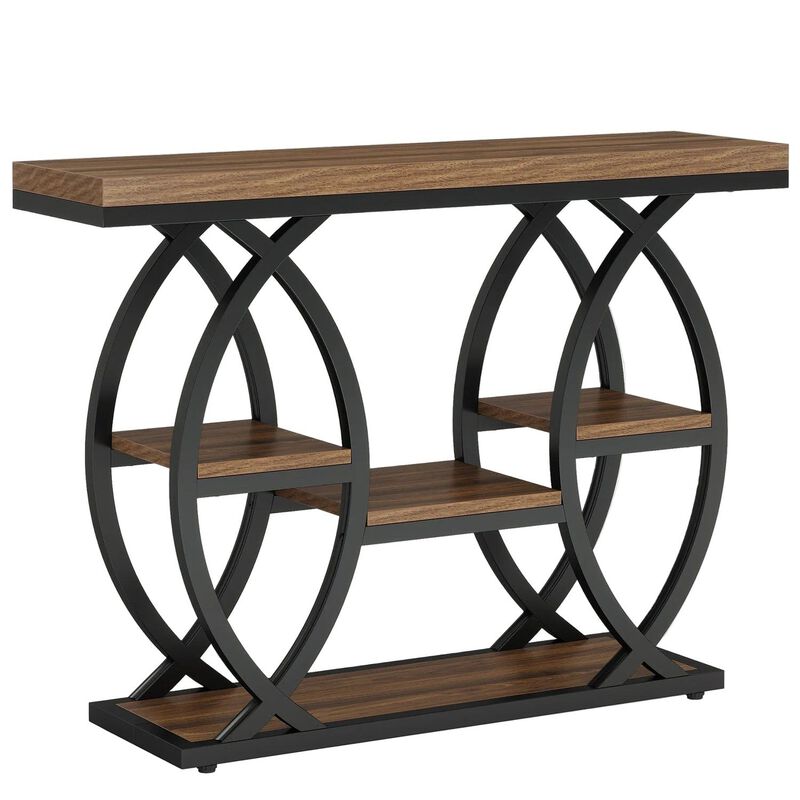 Tribesigns Contemporary 4-Tier Wood Console Table with Storage Shelves image number 0