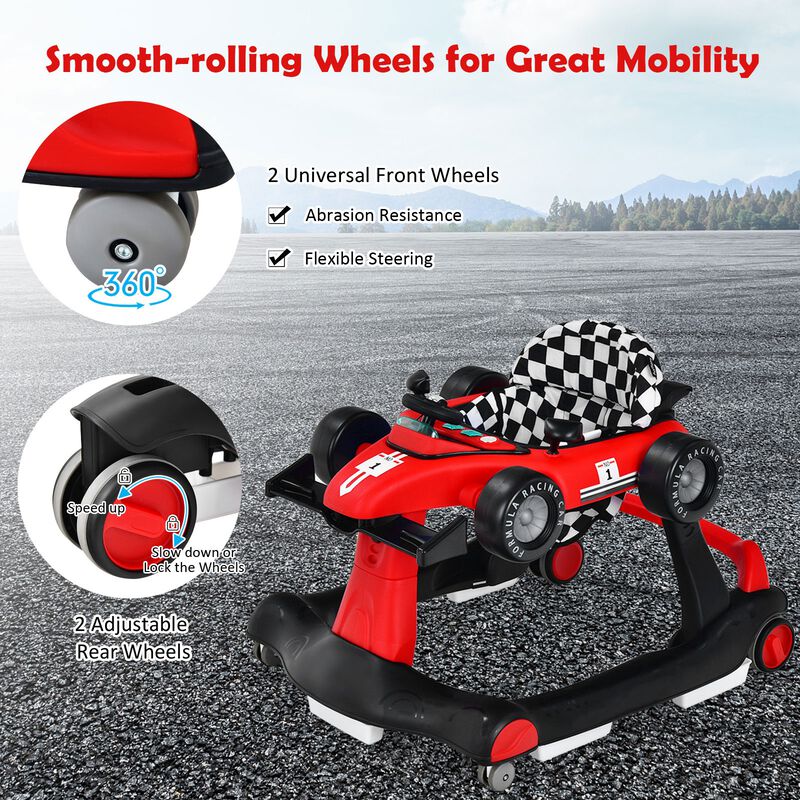 Multi-Functional 4-in-1 Foldable Baby Push Walker with Adjustable Height Settings