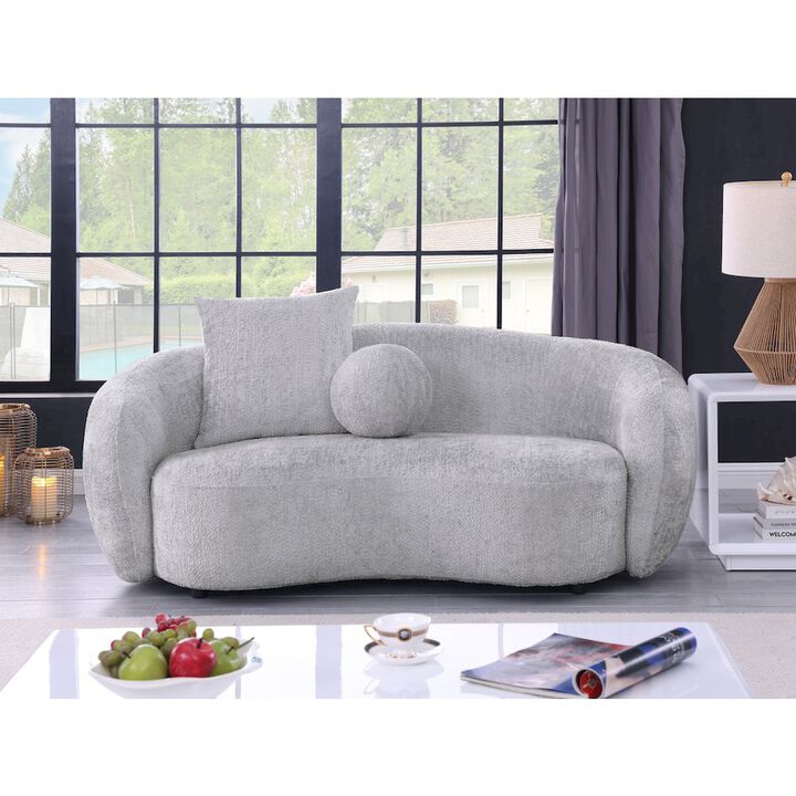 Best Quality Furniture Teddy Fabric 2 Seater Loveseat In Light Gray