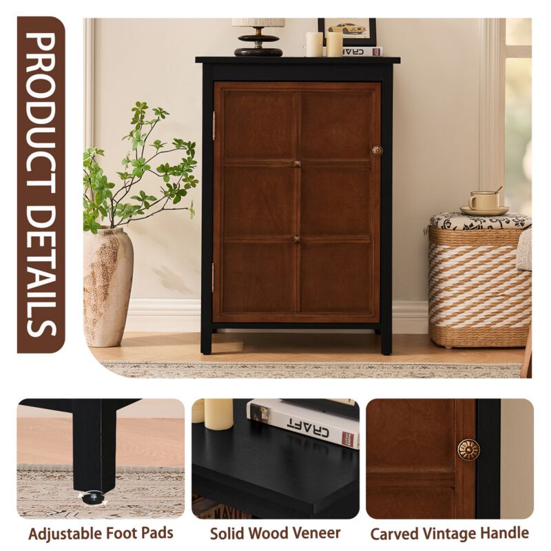 Citfet 34.2" Tall Mid‑Century Modern Accent Storage Cabinet image number 4