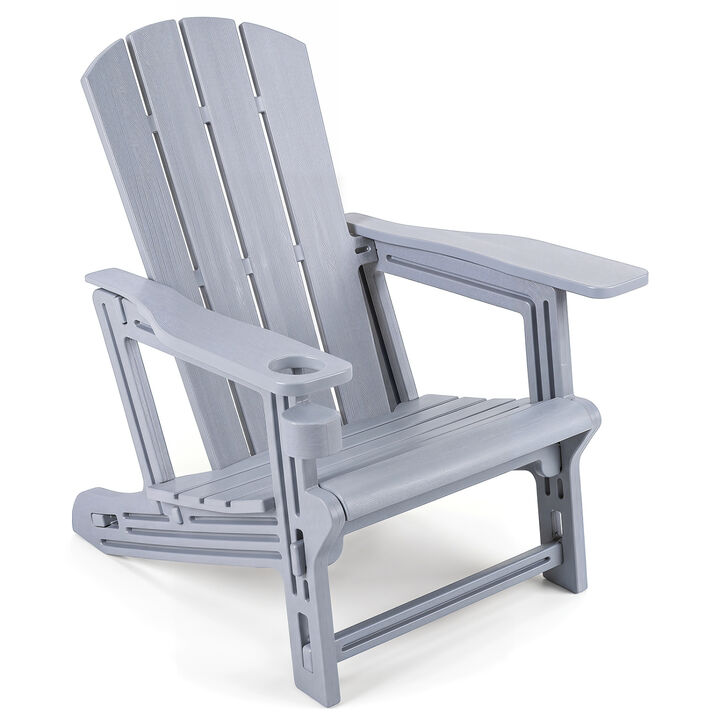 Weather-Resistant HDPE Adirondack Chairs Realistic Wood Look for Lawn and Garden