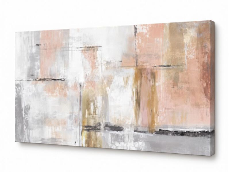Gold Abstract Wall Art Decor Minimalist Oil 24 X 48 Inch Canvas Living Room Hang image number 0