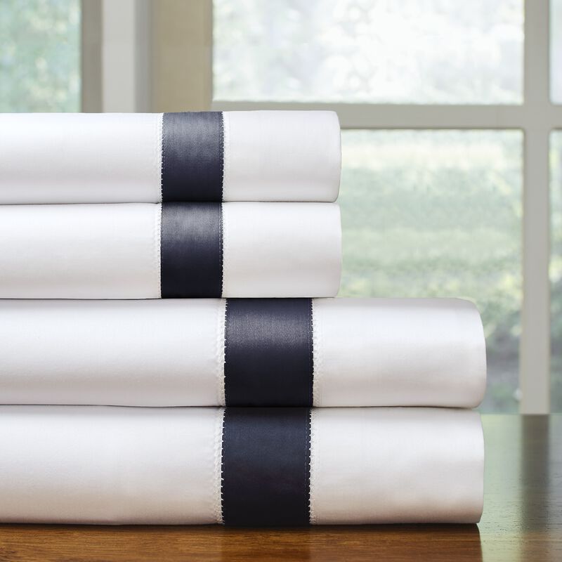 Pointehaven 525 Thread count Long staple cotton Bordered Hem, 4 pc sheet set