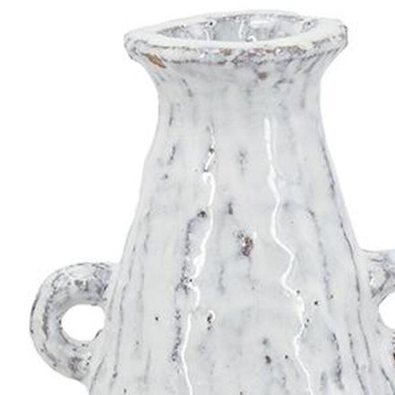 HomeRoots 12" White Terracotta Tapered Jug Vase image number 4