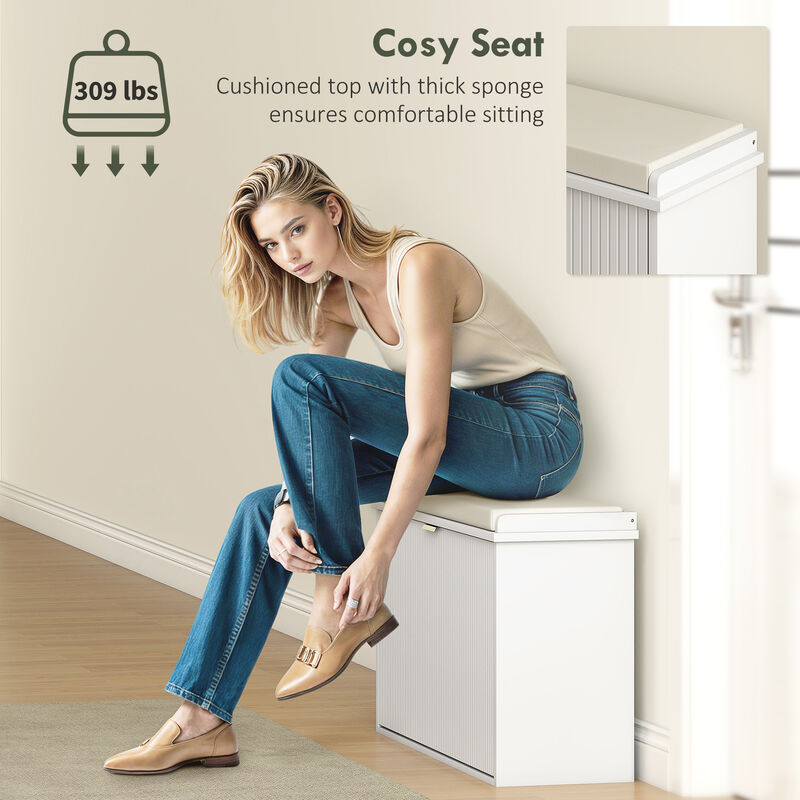 Hivvago Shoe Cabinet Bench with Cushion and Storage Drawer image number 6