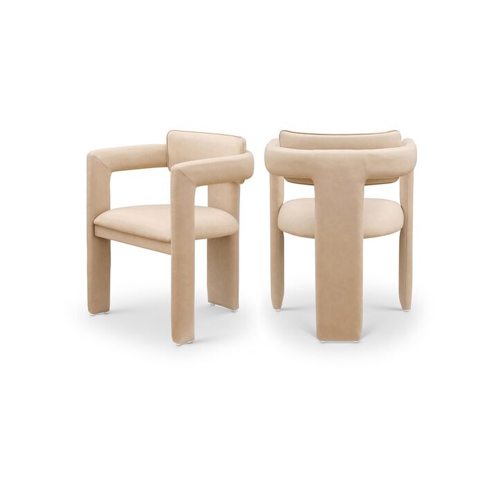 Meridian Furniture Brenda Tan Vegan Leather Dining Chair, Set of 2