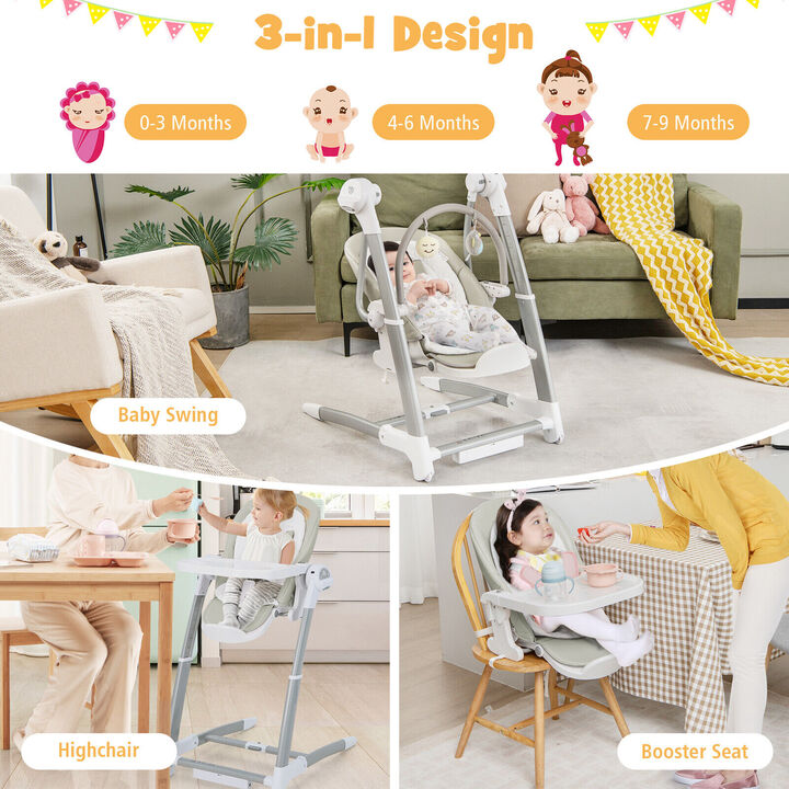 Baby Folding High Chair with 8 Adjustable Heights and 5 Recline Backrest