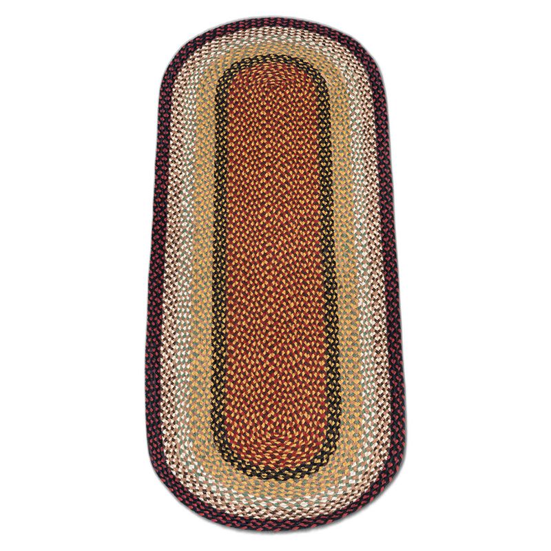 Earth Rugs C-19 Burgundy Mustard Oval Braided Rug 2 Feet X 6 Feet image number 0