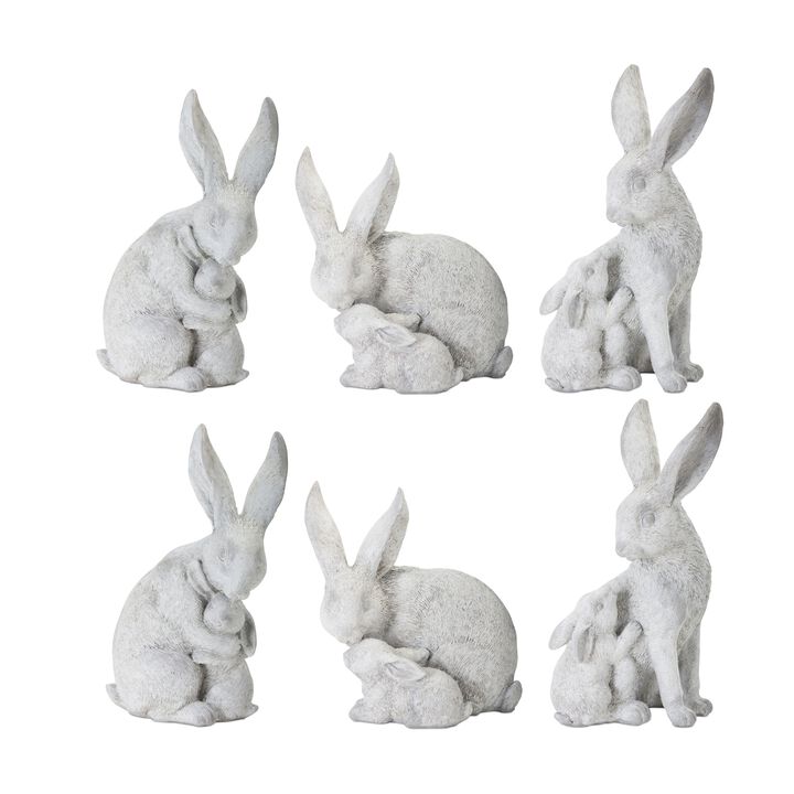 Decorative Rabbit and Bunny Statues (Set of 6) for Garden, Yard, and Outdoor D&eacute;cor