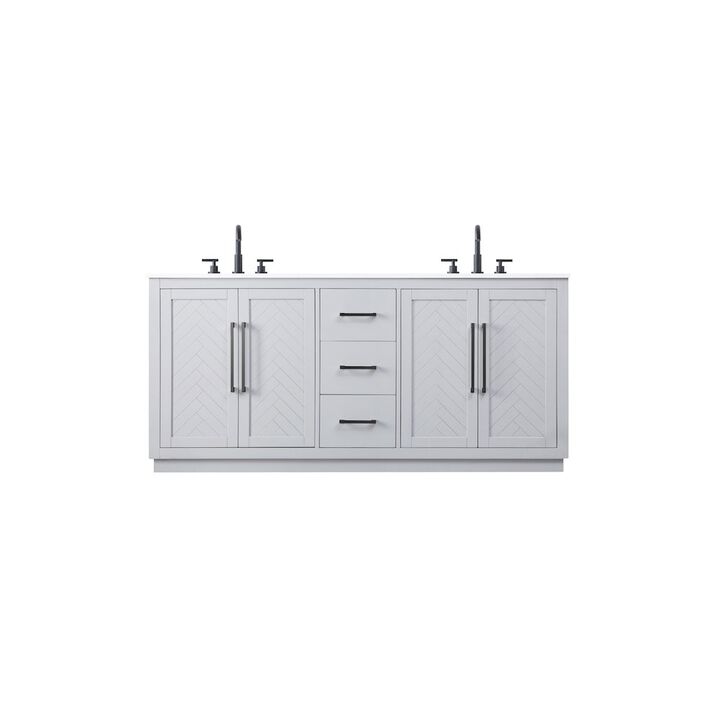 Elegant Kitchen and Bath 72 inch Double Bathroom Vanity in Grey