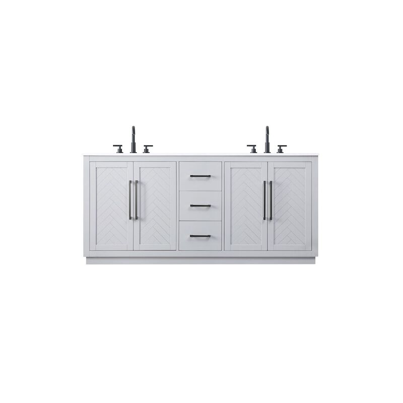 Elegant Kitchen and Bath 72 inch Double Bathroom Vanity in Grey