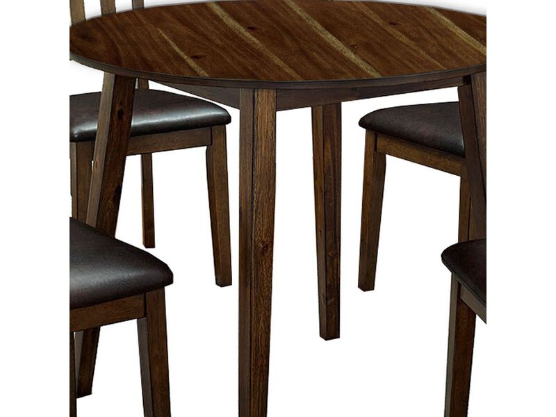 Wooden Dining Table with Ladder Back Style Chairs, Set of 5, Brown - Benzara image number 4