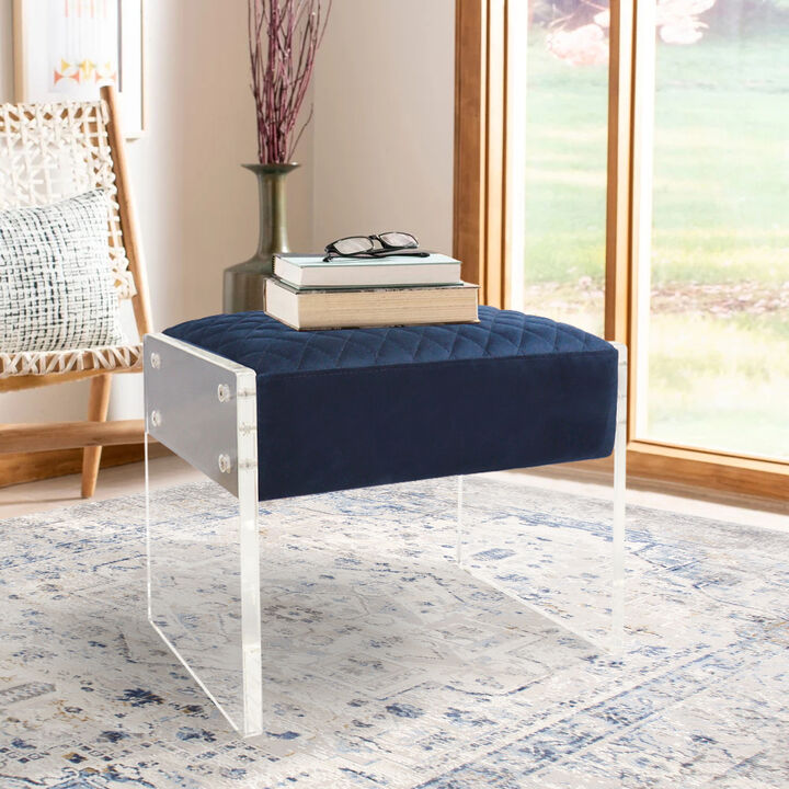 Pasargad Home Tribecca Acrylic & Velvet Stool