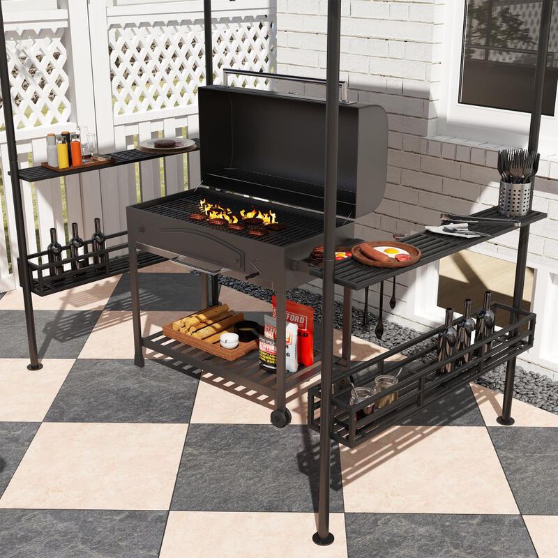Hivvago 8x5 Barbecue Gazebo Shelter with Double Roof image number 6