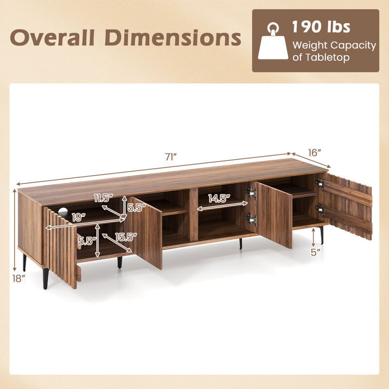 Mid Century Modern TV Stand with 4 Storage Cabinets for Living Room image number 2