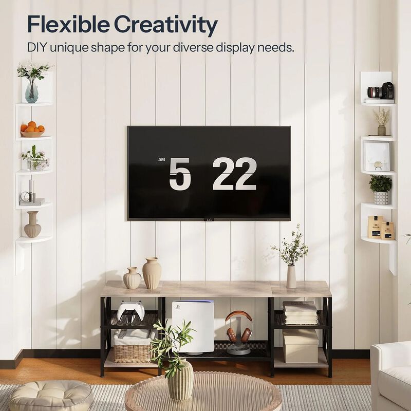 2-Piece Corner Wall Shelf Set for Home Storage and Wall Organization- White image number 3