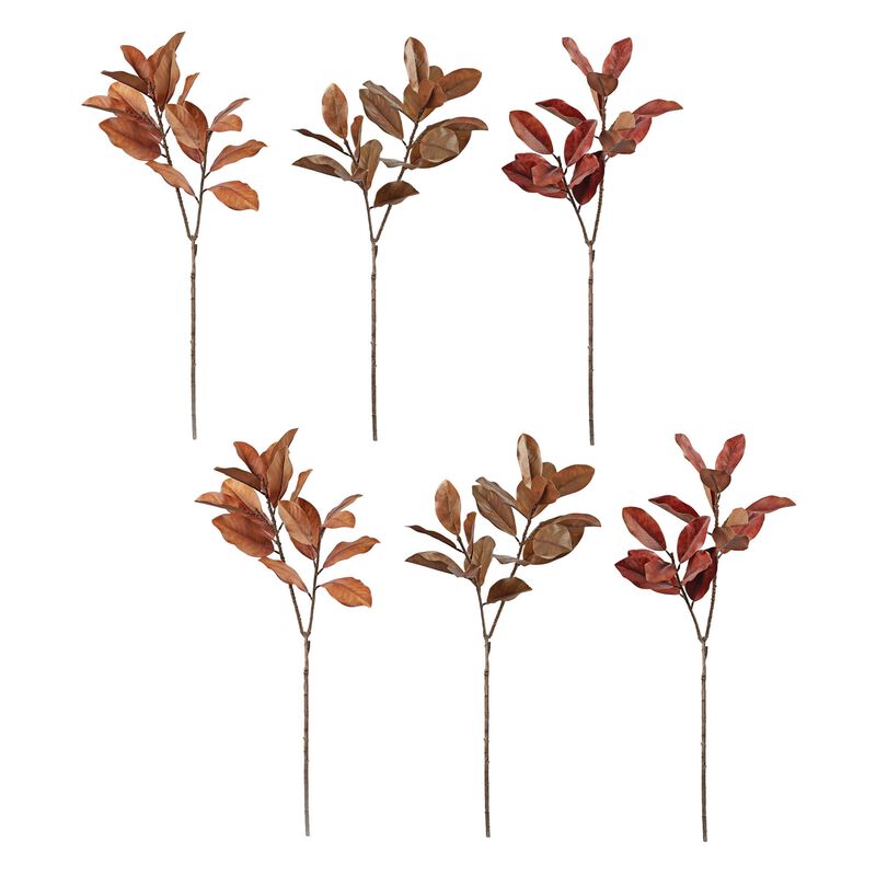 Set of 6 Fall Magnolia Leaf Sprays for Autumn Floral Arrangements or Vases