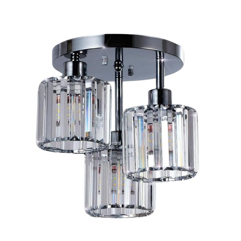 ELEMENT ACE 3-Light Semi Flush Mount Ceiling Light Fixture with Clear Crystal Shades for Kitchen Entryway Bedroom Bathroom Foyer Hallway Living Room image number 0