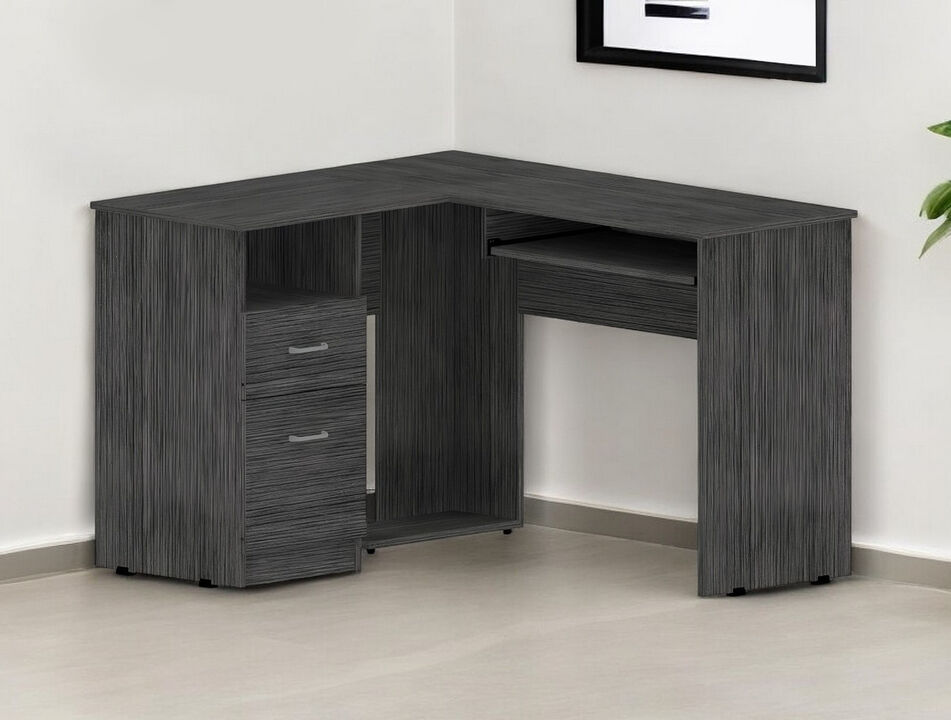 Modern L-Shape Computer Desk Featuring Two Storage Drawers for Workspace