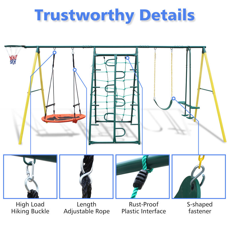 Nukurd 6-in-1 Kids Outdoor Swing Set image number 4