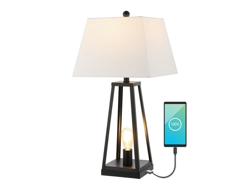 Waylon Classic Industrial Iron Nightlight LED Table Lamp with USB Charging Port image number 0