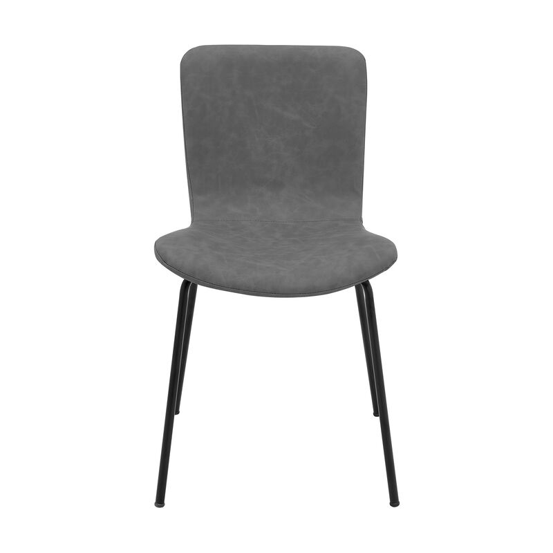 Metal and Fabric Dining Chair, Set of 2, Gray and Black-Benzara image number 3