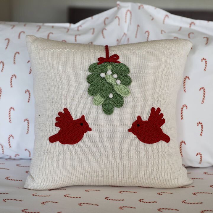 Handmade Cardinal Christmas Pillow, 14", Holiday Decorations