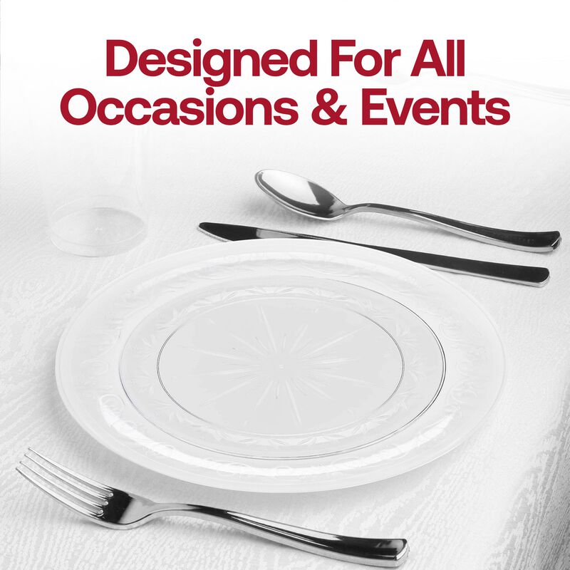 Clear Floral Round Plastic Wedding Value Set (120 Sets) image number 6