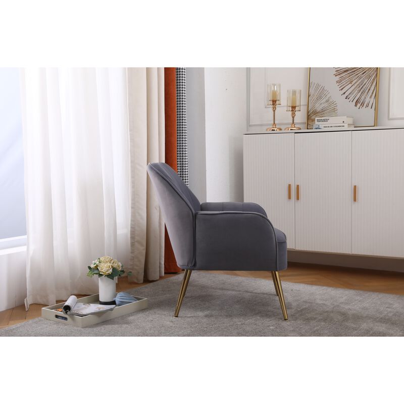 Modern Mid Century Chair velvet Sherpa Armchair for Living Room Bedroom Office Easy Assemble image number 8