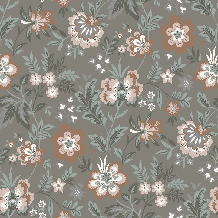 Athena Grey Floral Wallpaper (Set of 2)