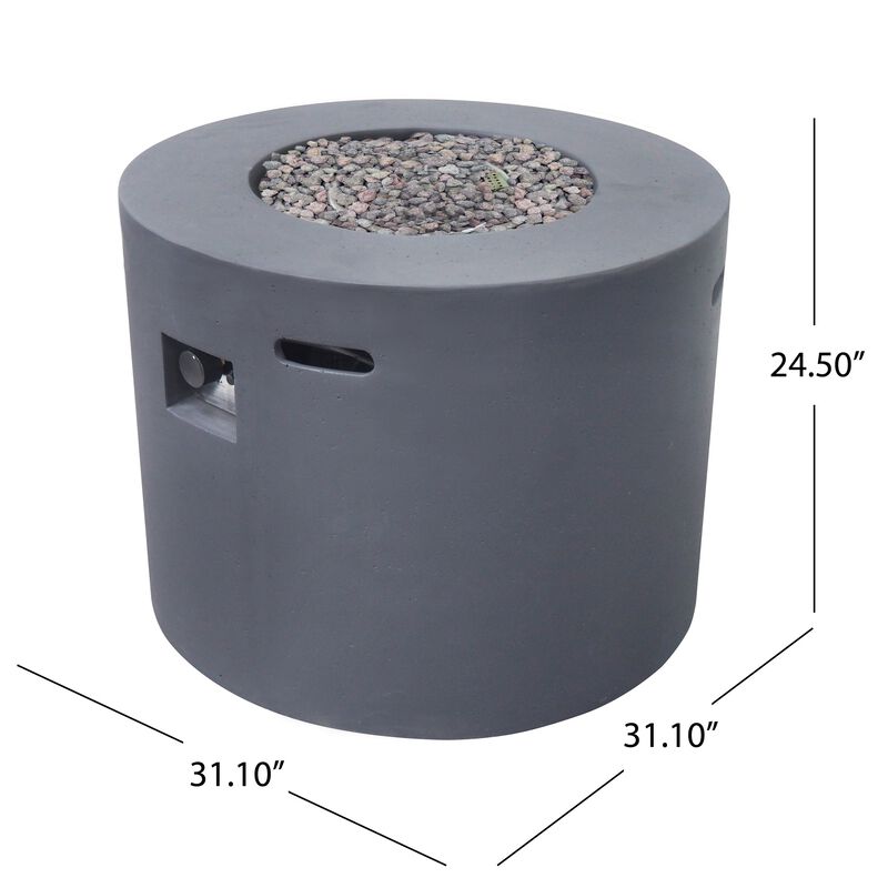 Mondawe 31 in. Dark Grey Round Column Heating Outdoor Fire Pit Table