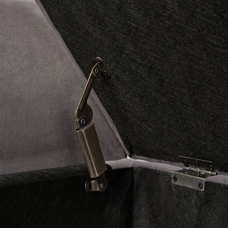 51.5" Bed Bench With Storage Grey Velvet