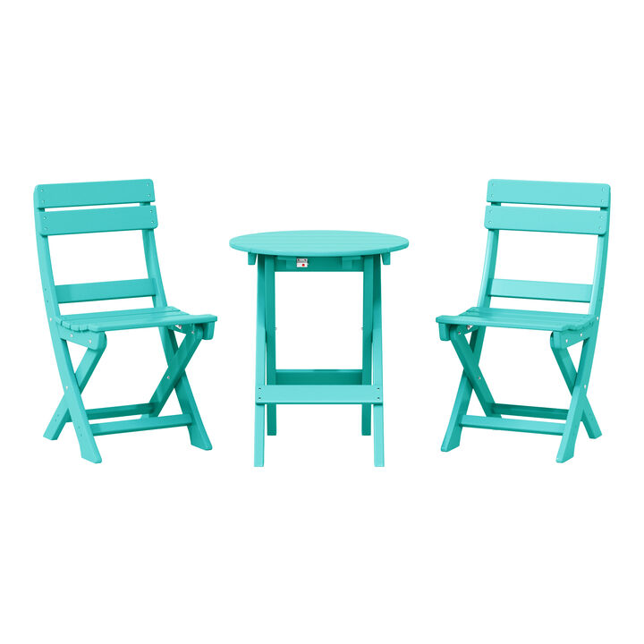 WestinTrends 3-Piece Outdoor HDPE Folding Patio Bistro Table and Chairs