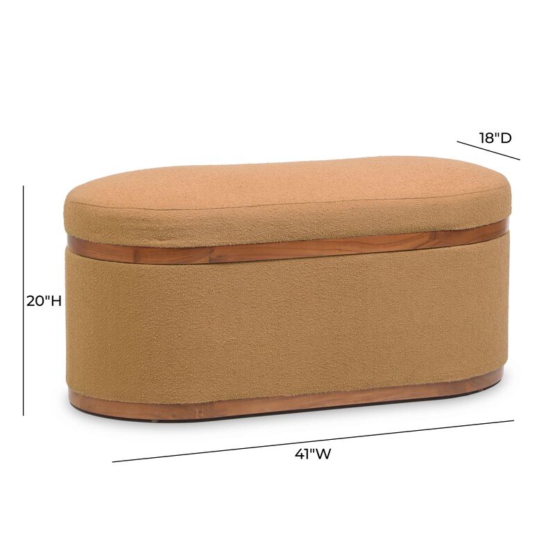 Olivier Peach Boucle Oval Storage Ottoman