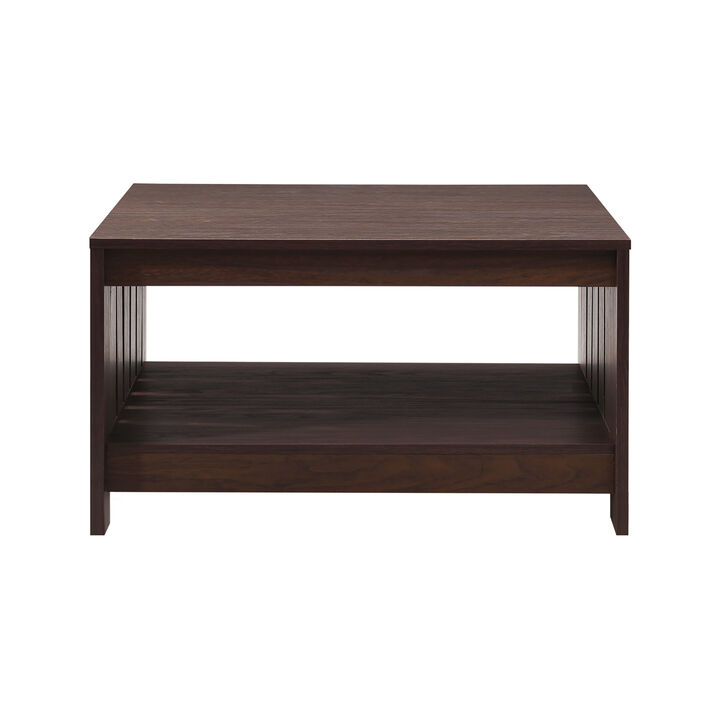 31.5 in. Farmhouse Square Coffee Table with Open Storage for Living Room