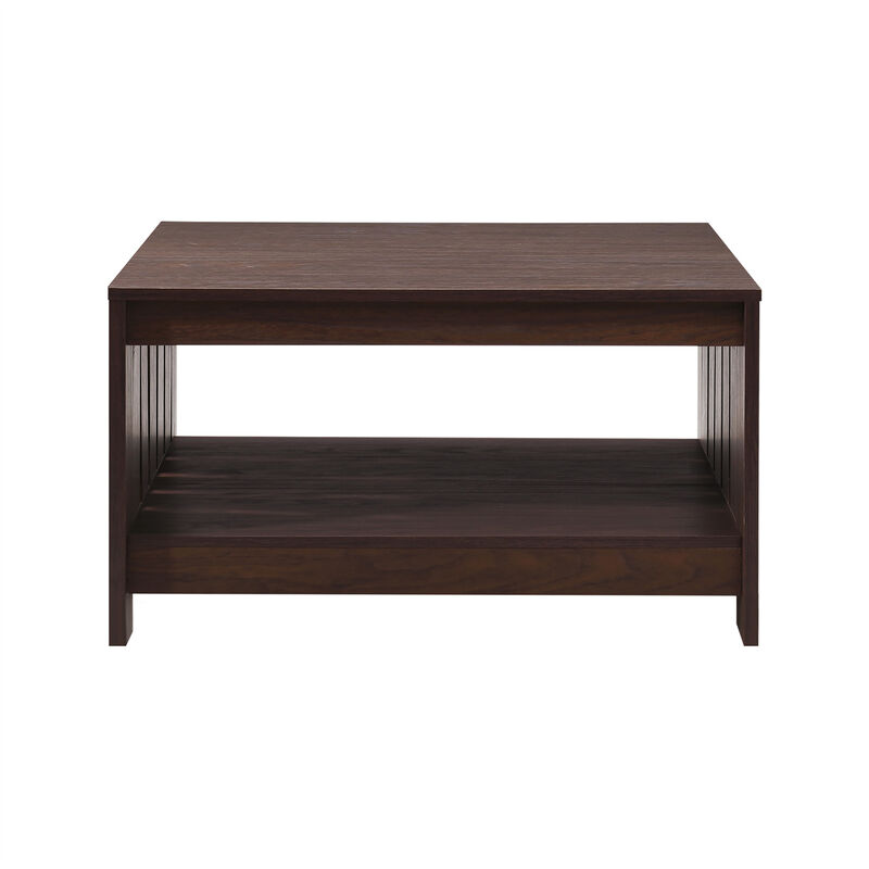 31.5 in. Farmhouse Square Coffee Table with Open Storage for Living Room