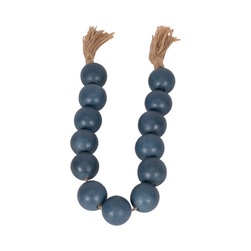 Wood, 32x2 Large Bead Garland W/ Tassel, Teal/blu image number 2