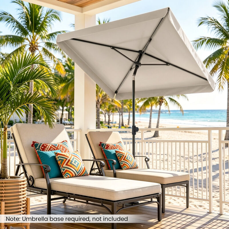 Compact 6.5 x 4.3 Ft Outdoor Balcony Umbrella Rectangular with Adjustable Tilt Button image number 2