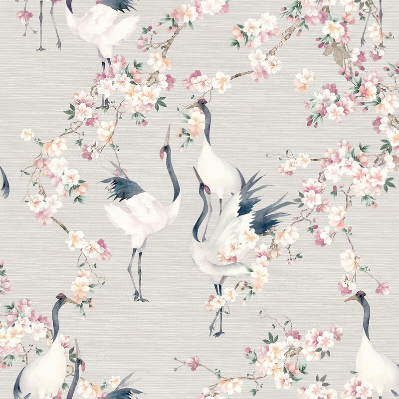 Harumi Light Grey Blossom Wallpaper image number 0