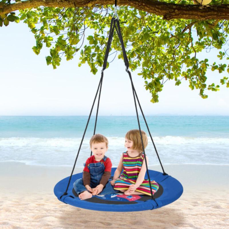 Hivvago 40 Inches Saucer Tree Swing with Adjustable Hanging Ropes and 900D Oxford Fabric - Forest
