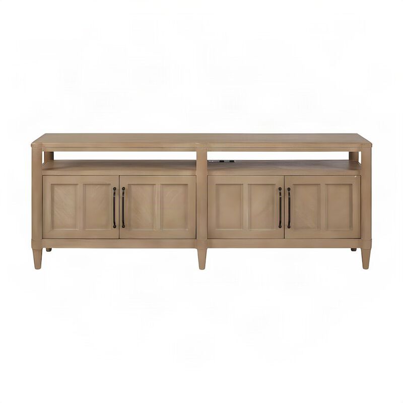 Rubberwood and Mindi Veneer Transitional Casual Sofa Console Table, Sand image number 0