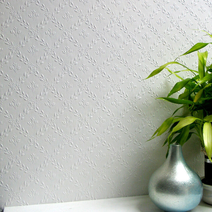 Hamnett White Paintable Anaglypta Original Wallpaper
