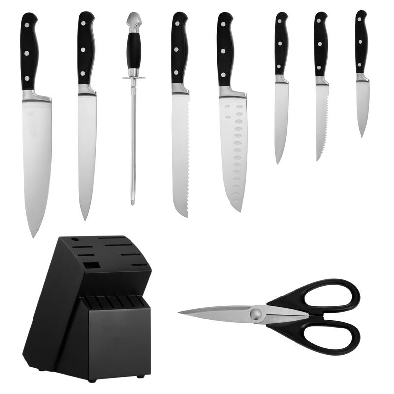 15 Piece Kitchen Knife Set with Block and Sharpener, High Carbon Stainless Steel Cutlery image number 3