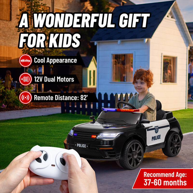 BreeBe 12V Kids Ride on Car w/ Remote Control, Siren, Light, Music, Spring Suspension, Horn & Transport Wheel image number 7