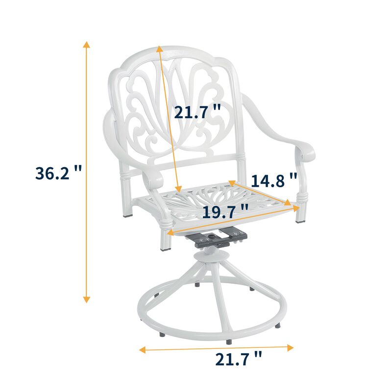 MONDAWE Patio Outdoor Aluminum Dining Swivel Rocker Chairs, Cast Aluminum Swivel Bar Stools (Set of 2)