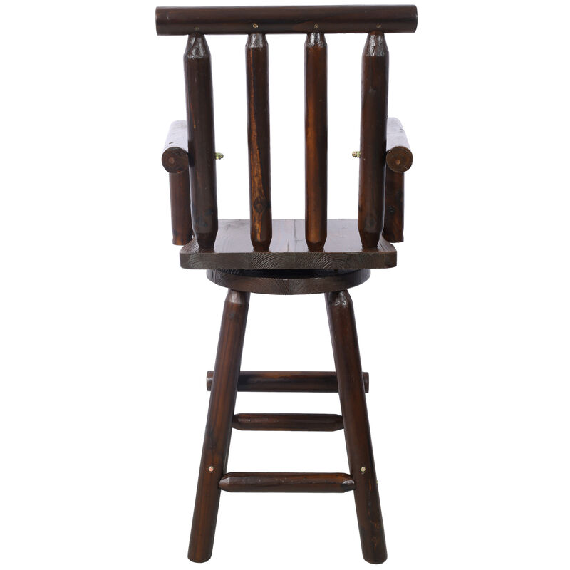 Streamdale Rustic Fir Wood Bar Stool with Footrest and Wide Armrests image number 6