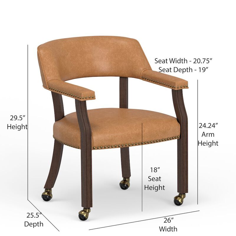 Georgio Dining and Game Chair in Walnut with Saddle Faux Leather