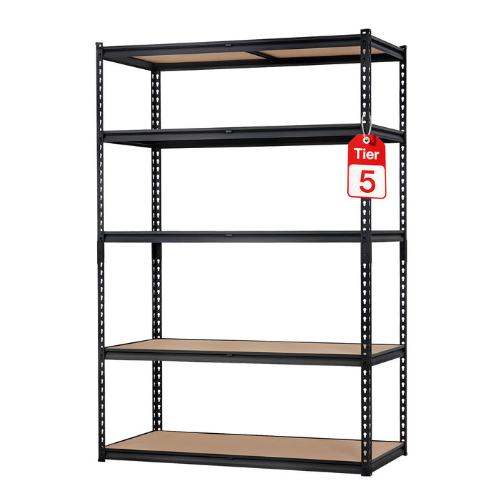 Heavy Duty 5-Tier Adjustable Metal Storage Shelves, 2500 lbs Capacity, Suitable for Garage, Kitchen, Pantry, Basement, Bathroom & Laundry Room