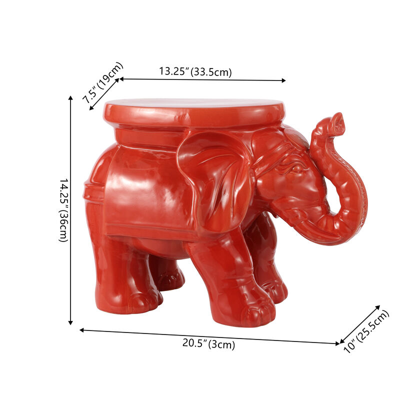 White Elephant Ceramic Garden Stool